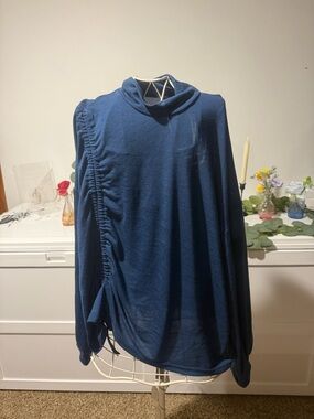 SHEIN Navy Blue Long Sleeve Ruched Side Tee